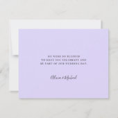 Lavender bruiloft elegant script bedankkaart (Achterkant)