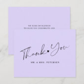 Lavender bruiloft elegant script bedankkaart (Voorkant / Achterkant)