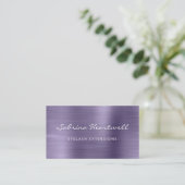 Lavender Brushed Metal Script Makeup Artist Busine Visitekaartje (Staand voorkant)