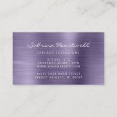 Lavender Brushed Metal Script Makeup Artist Busine Visitekaartje (Achterkant)