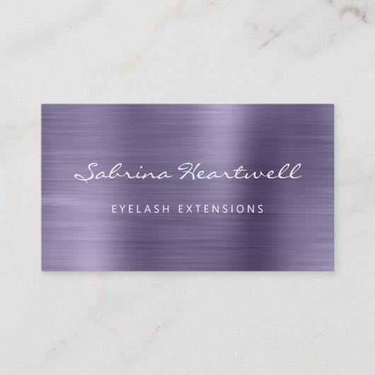 Lavender Brushed Metal Script Makeup Artist Busine Visitekaartje (Voorkant)