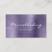 Lavender Brushed Metal Script Microblading Visitekaartje (Voorkant)