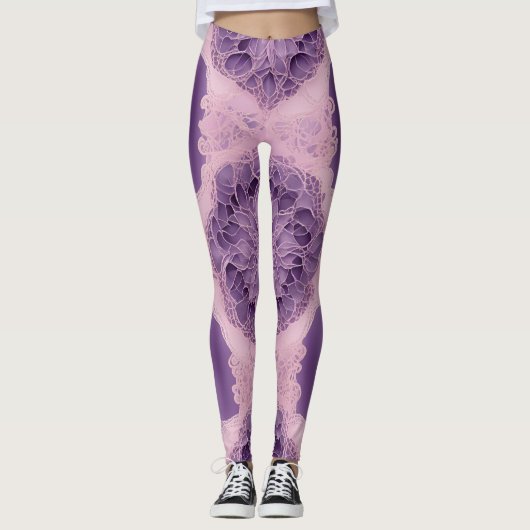 Lavender Bubblegum AI art Leggings (Voorkant)