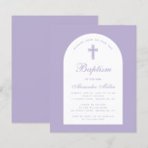 Lavender Budget Arch Paarse Boy Baptism Uitnodigin