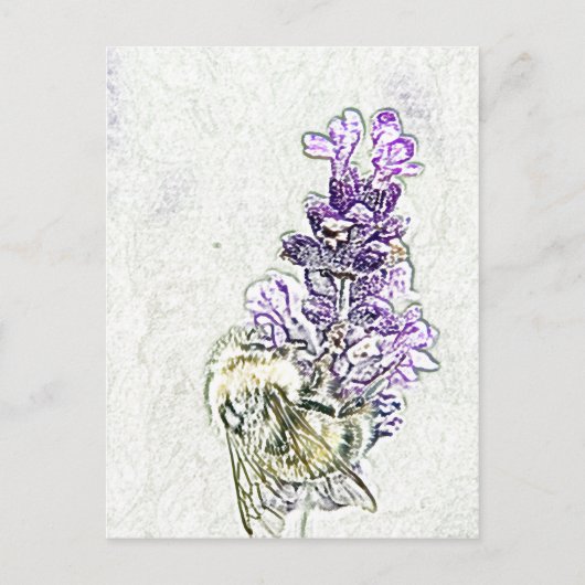 Lavender Bumblebee Pencil Briefkaart (Voorkant)