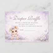 Lavender Bunny Floral Diapper Raffle Informatiekaartje (Voorkant)