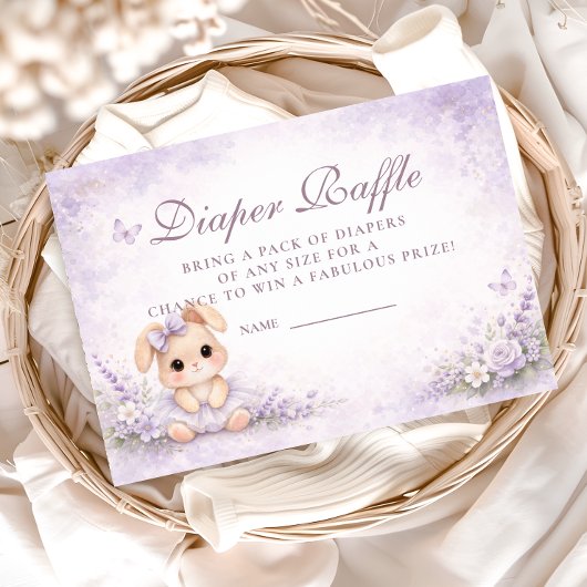 Lavender Bunny Floral Diapper Raffle Informatiekaartje