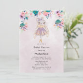 Lavender Bunny Rabbit Ballerina Ballet Overweging Kaart (Staand voorkant)
