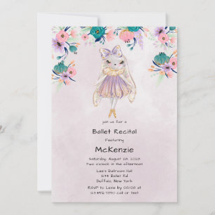 Lavender Bunny Rabbit Ballerina Ballet Overweging Kaart