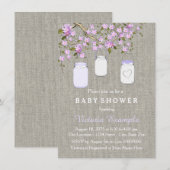 Lavender Burlap Mason Jar Baby shower Kaart (Voorkant / Achterkant)
