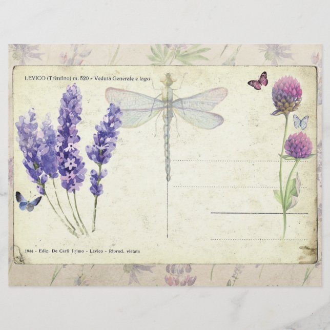 Lavender & Butterflies  Briefkaart Papier (Voorkant)