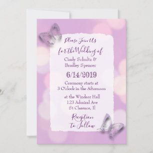 lavender Butterflies Wedding Kaart