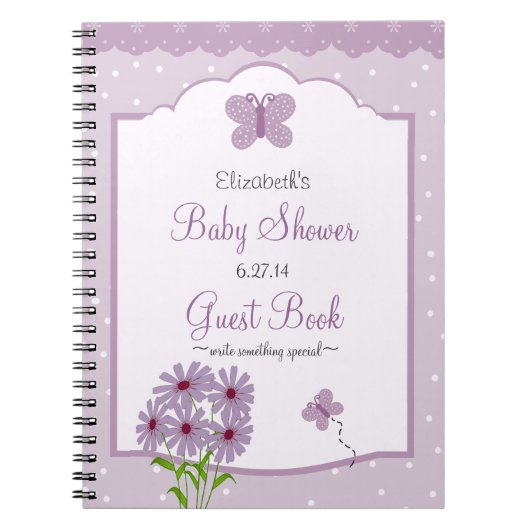 Lavender Butterfly Baby shower Guest Book- Notitieboek (Voorkant)