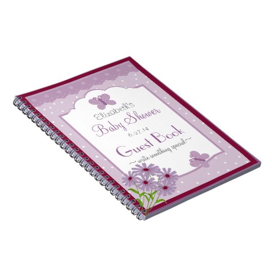 Lavender Butterfly Baby shower Guest Book- Notitieboek (Rechterzijde)