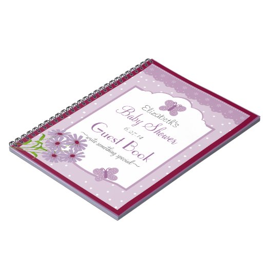 Lavender Butterfly Baby shower Guest Book- Notitieboek (Linkerzijde)