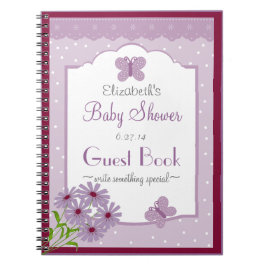 Lavender Butterfly Baby shower Guest Book- Notitieboek