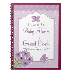 Lavender Butterfly Baby shower Guest Book- Notitieboek