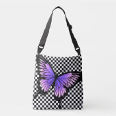 Lavender Butterfly Checker Cross Body Canvas tas (Voorkant)