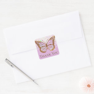 lavender butterfly dank u de klassieke ronde stick vierkante sticker