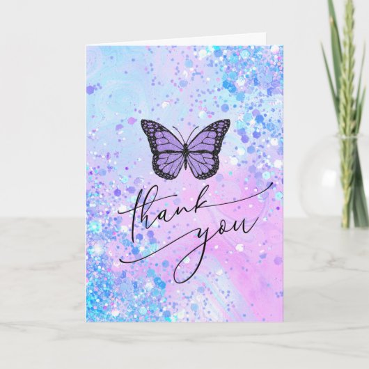 lavender butterfly dank u kaart (Voorkant)