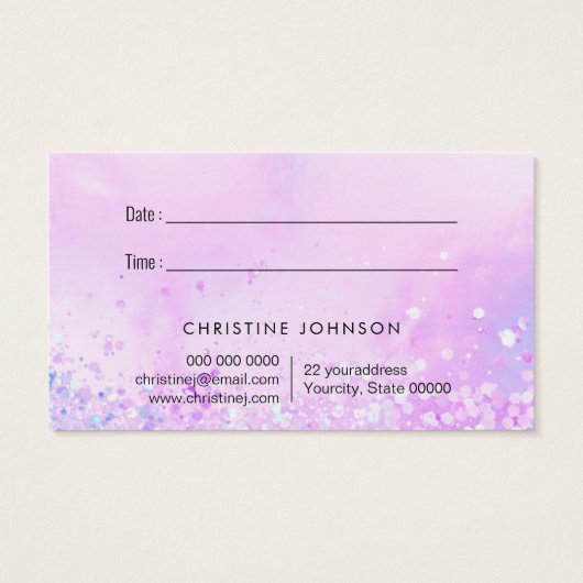 lavender butterfly faux glitter - kaart (Achterkant)