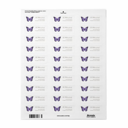 lavender butterfly label (Full Sheet)