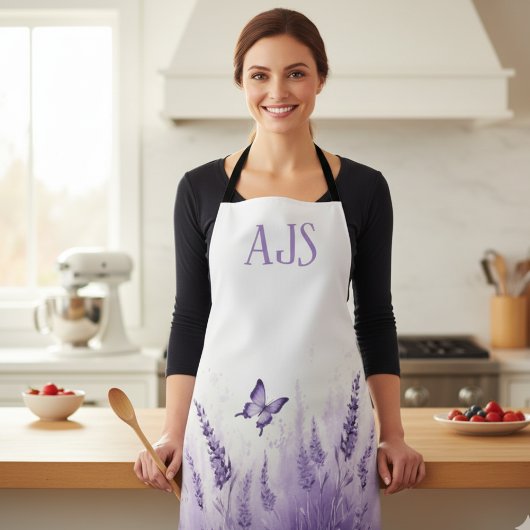 Lavender Butterfly Monogrammed Chef Schort