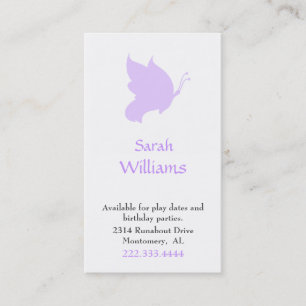 Lavender Butterfly Silhouette Play Date Card Contactkaartje