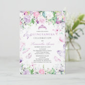 Lavender Butterfly ThMED Quinceanera Kaart (Staand voorkant)