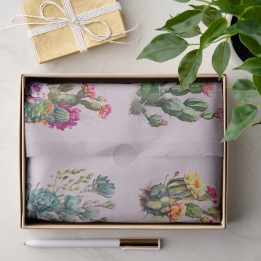 Lavender Cactus Succulent Tropical Tissuepapier (Geschenk)