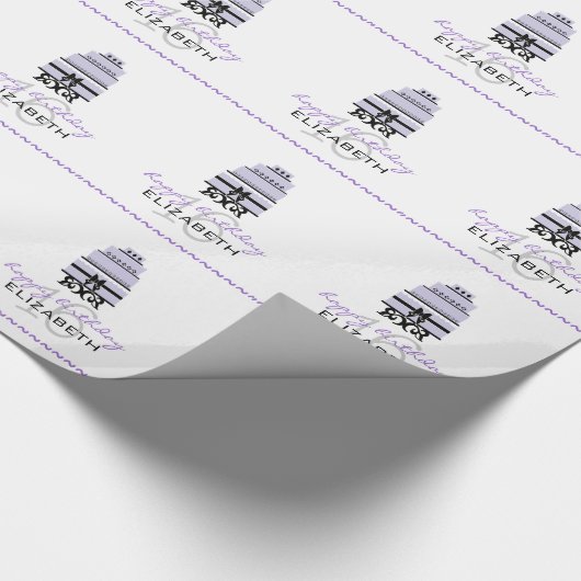 Lavender Cake-Personalized 16th Birthday Cadeaupapier (Hoek)