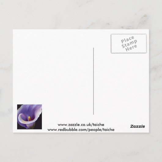 Lavender Calla Lily Briefkaart (Achterkant)