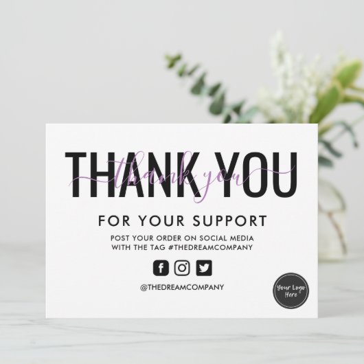 Lavender Calligrafie Hartelijk dank voor het invoe Kaart (Staand voorkant)