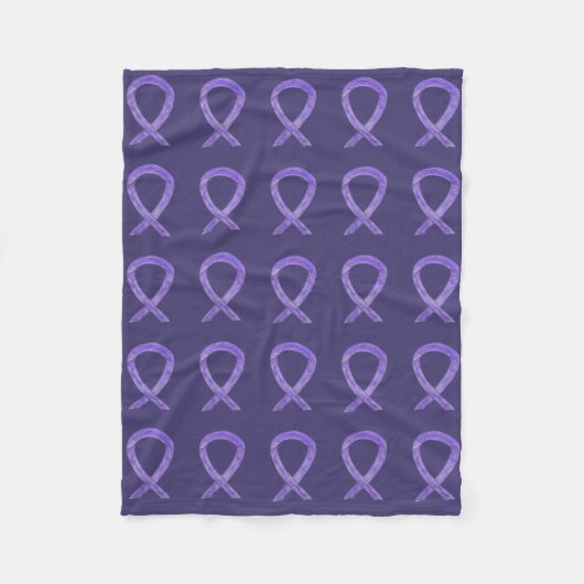 Lavender Cancer Awareness Ribbon Fleece Blanket (Voorkant)