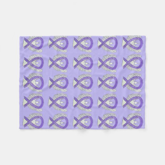 Lavender Cancer Awareness Ribbon Fleece Blanket (Voorkant (Horizontaal))