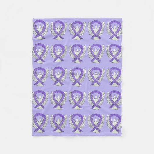 Lavender Cancer Awareness Ribbon Fleece Blanket (Voorkant)