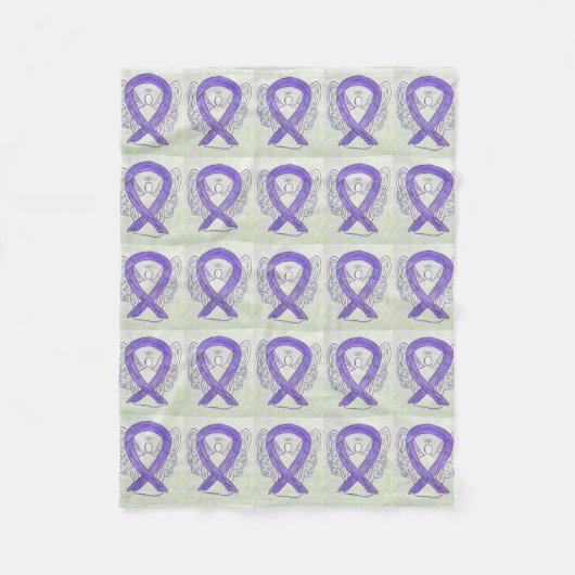 Lavender Cancer Awareness Ribbon Fleece Blanket Deken (Voorkant)
