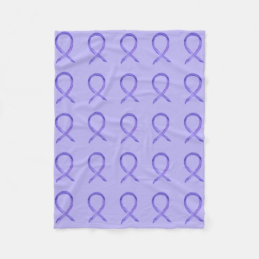 Lavender Cancer Awareness Ribbon Fleece Blankets (Voorkant)