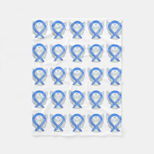 Lavender Cancer Awareness Ribbon Fleece Blankets