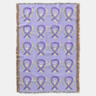 Lavender Cancer Awareness Ribbon Throw Blankets Bl Deken