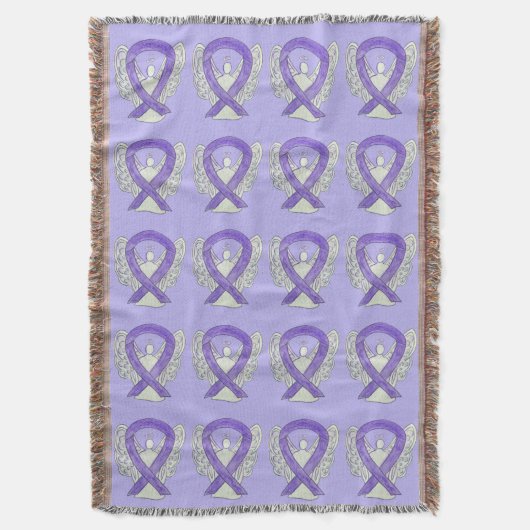 Lavender Cancer Awareness Ribbon Throw Blankets Bl Deken (Voorkant Verticaal)