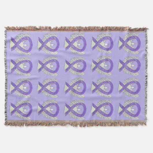 Lavender Cancer Awareness Ribbon Throw Blankets Bl Deken (Voorkant)