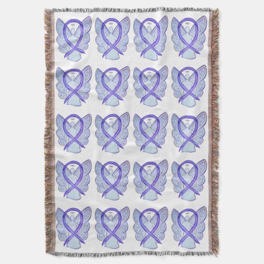 Lavender Cancer Awareness Ribbon Throw Blankets Bl Deken (Voorkant Verticaal)
