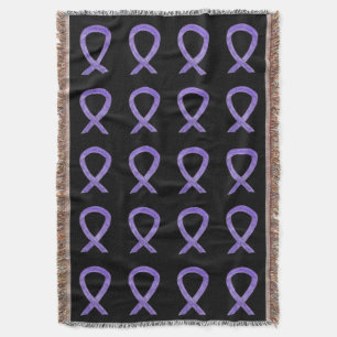 Lavender Cancer Awareness Ribbon Throw Blankets Bl Deken