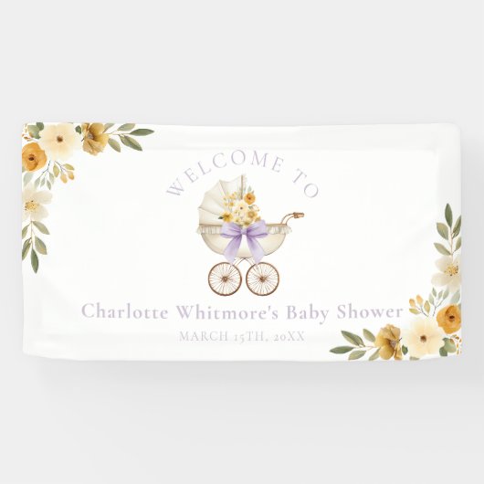 Lavender Carriage Welcome Banner | Baby Shower (Horizontaal)