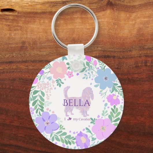 Lavender Cavalier King Charles Spaniel Custom Sleutelhanger (Voorkant)