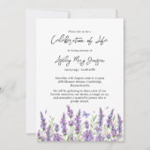 Lavender Celebration of Life Funeral Invitation Kaart (Voorkant)
