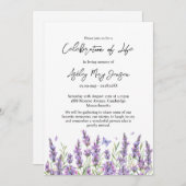 Lavender Celebration of Life Funeral Invitation Kaart (Voorkant / Achterkant)