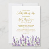 Lavender Celebration of Life Funeral Invitation Kaart (Voorkant)