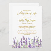 Lavender Celebration of Life Funeral Invitation Kaart (Voorkant / Achterkant)